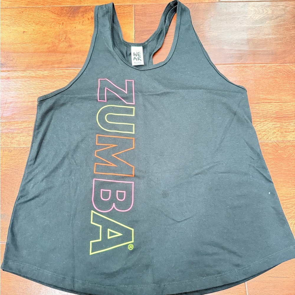 Zumba Fitness Black Tank Top with Multicolor Logo